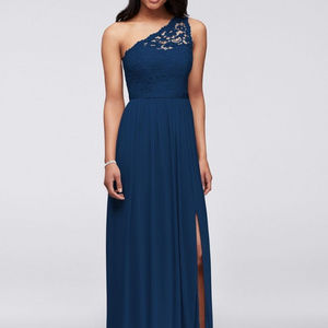 Long One Shoulder Bridesmaid Dress in Marine